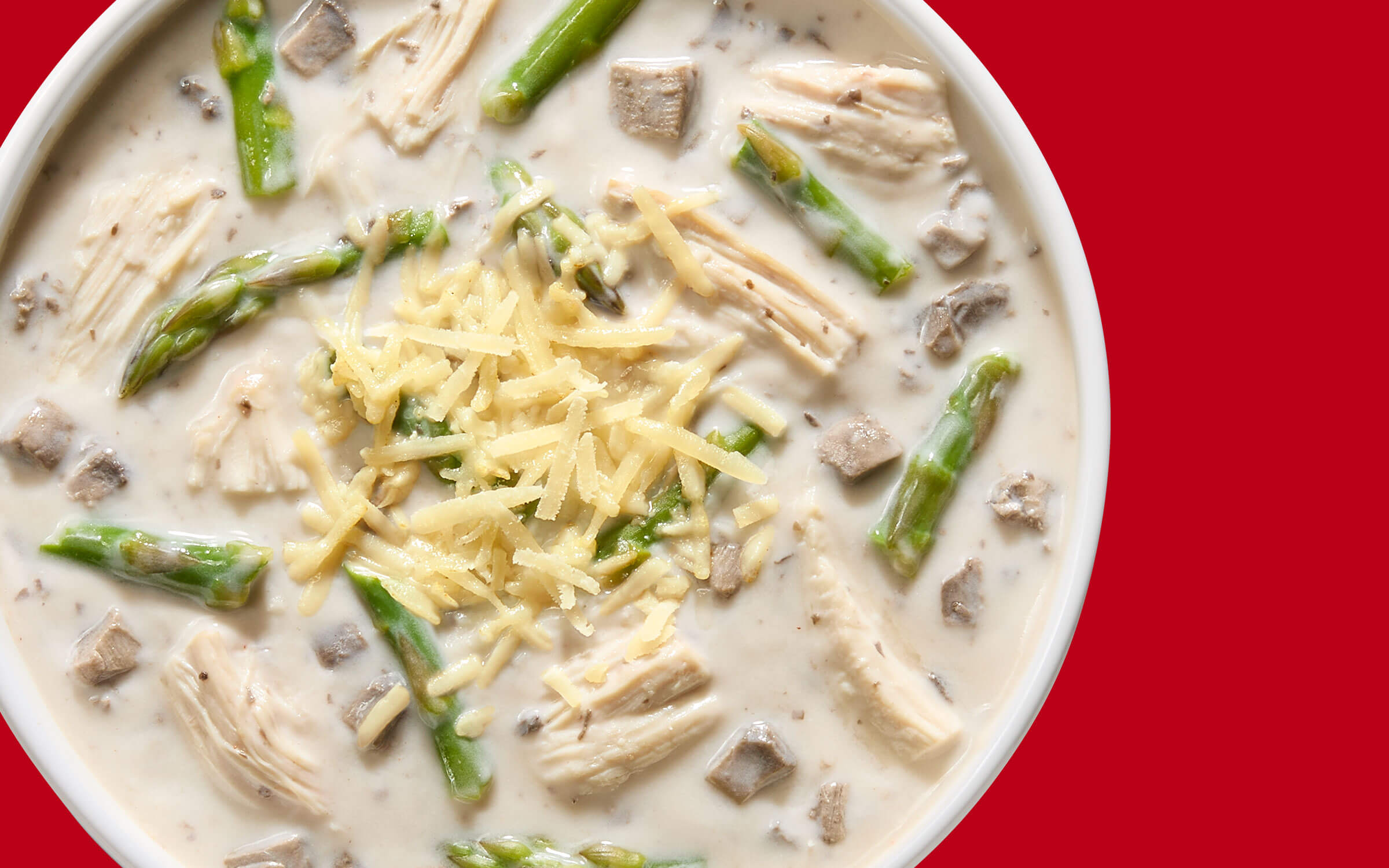 Crème de champignons au poulet et aux asperges