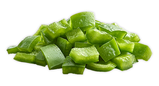 Poivron vert coupé en dés