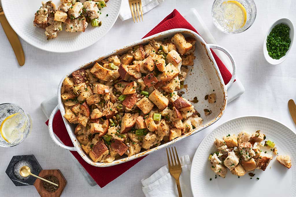 Vegetarian Holiday Stuffing Casserole