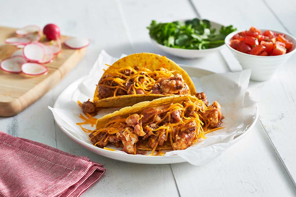 Cheesy Chicken and Cauliflower Tacos