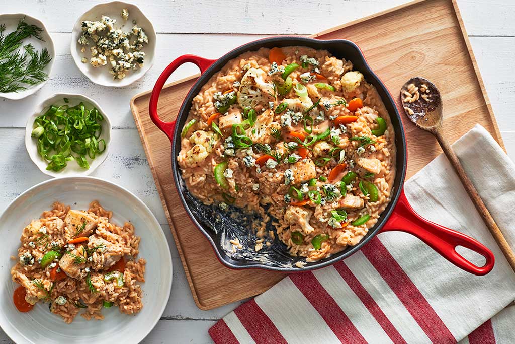 Buffalo Chicken & Cauliflower Skillet