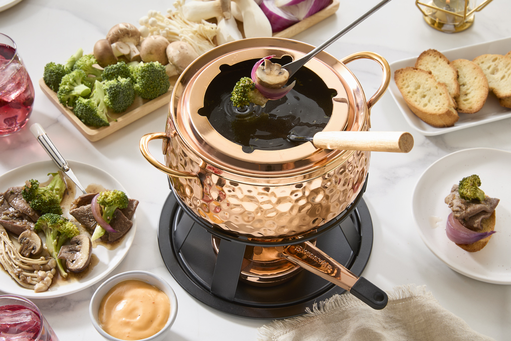 Fondue au bœuf et au vin rouge