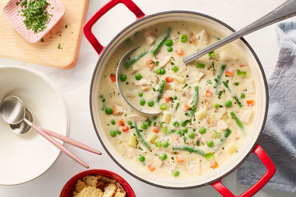 Soupe de restes de pâté au poulet