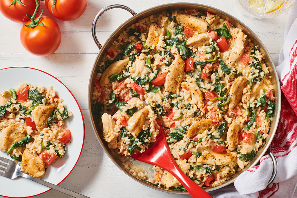 Poêlée crémeuse au poulet et aux épinards