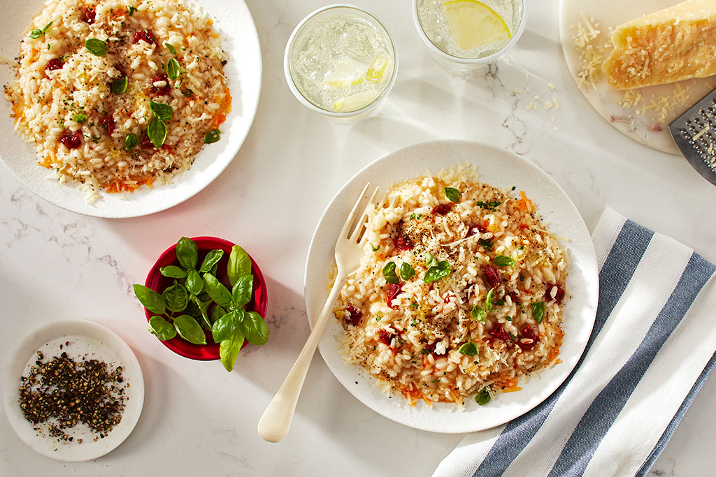 Risotto aux tomates séchées au soleil et au basilic