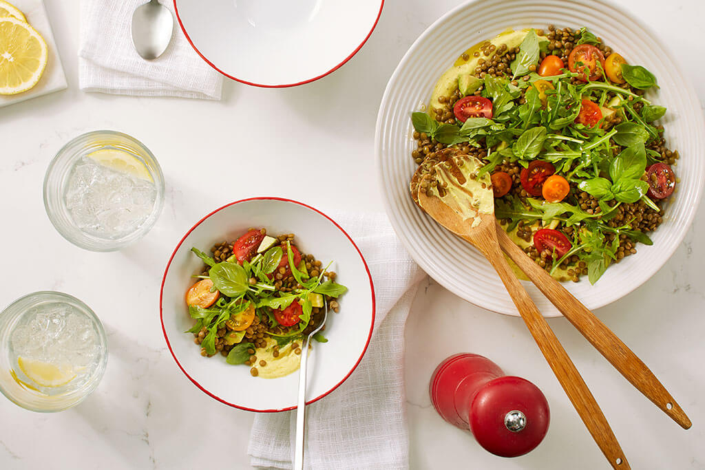 Salade de roquette et lentilles