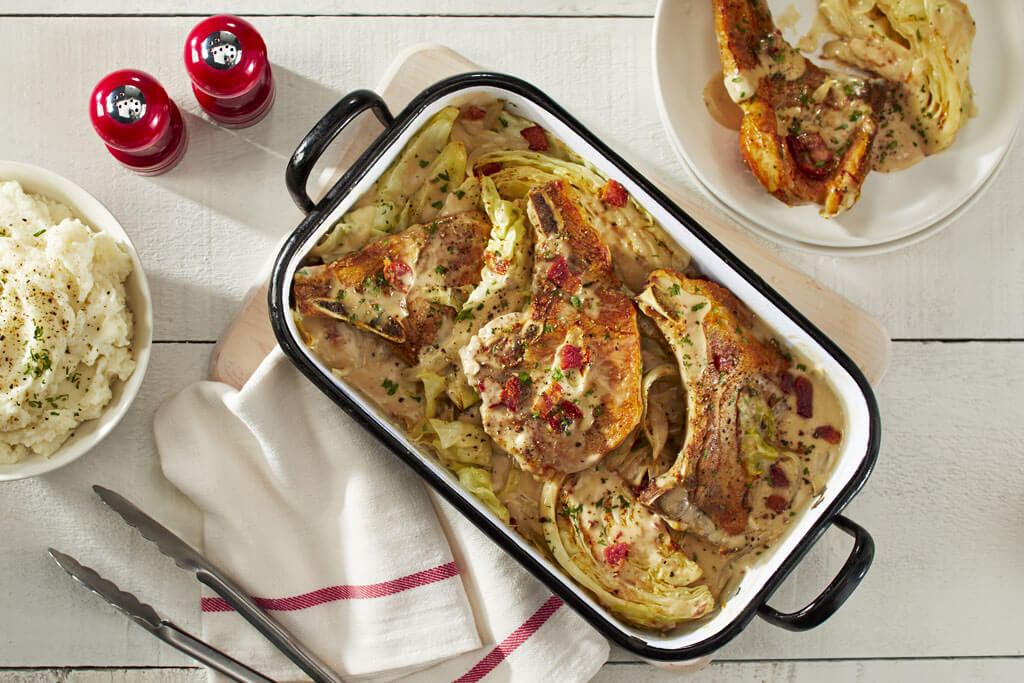 Pork Chops with Creamy Cabbage
