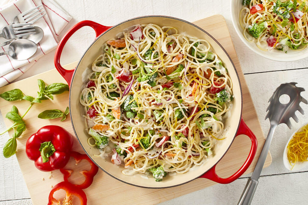 Spaghettis primavera tout-en-un