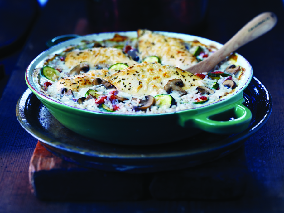 Gratin de poulet et  riz à l'italienne