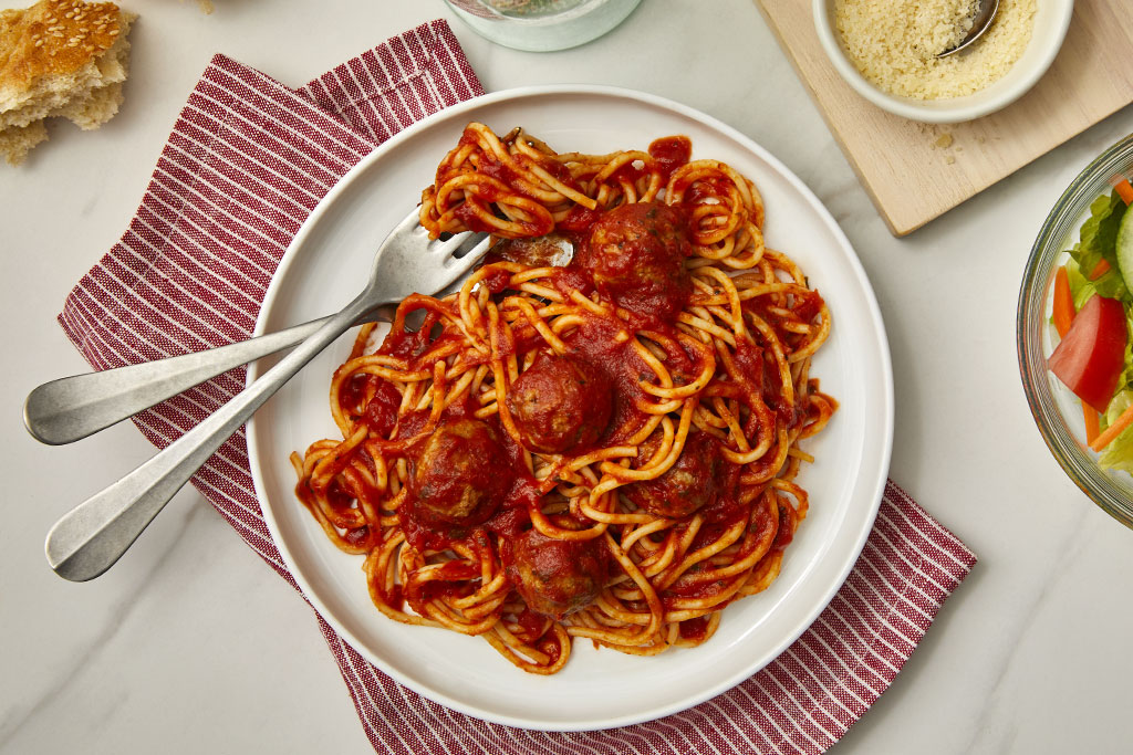 Spaghettis éclair aux boulettes de viande