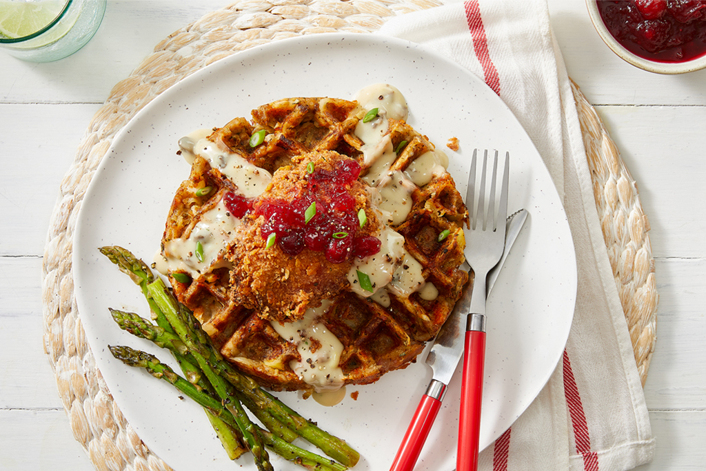 Savoury Chicken & Stuffing Waffles 