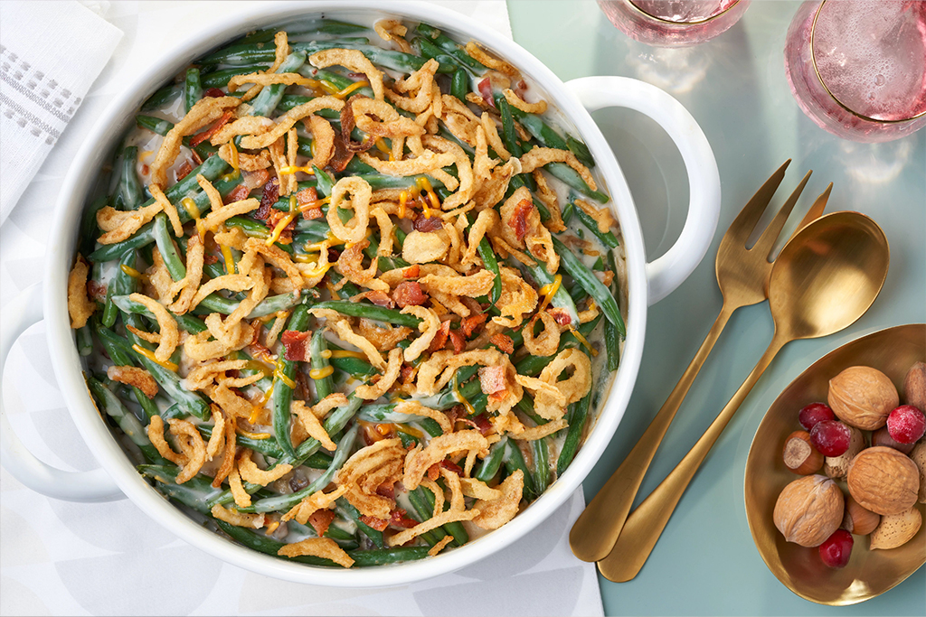 Bacon & Cheddar Green Bean Casserole