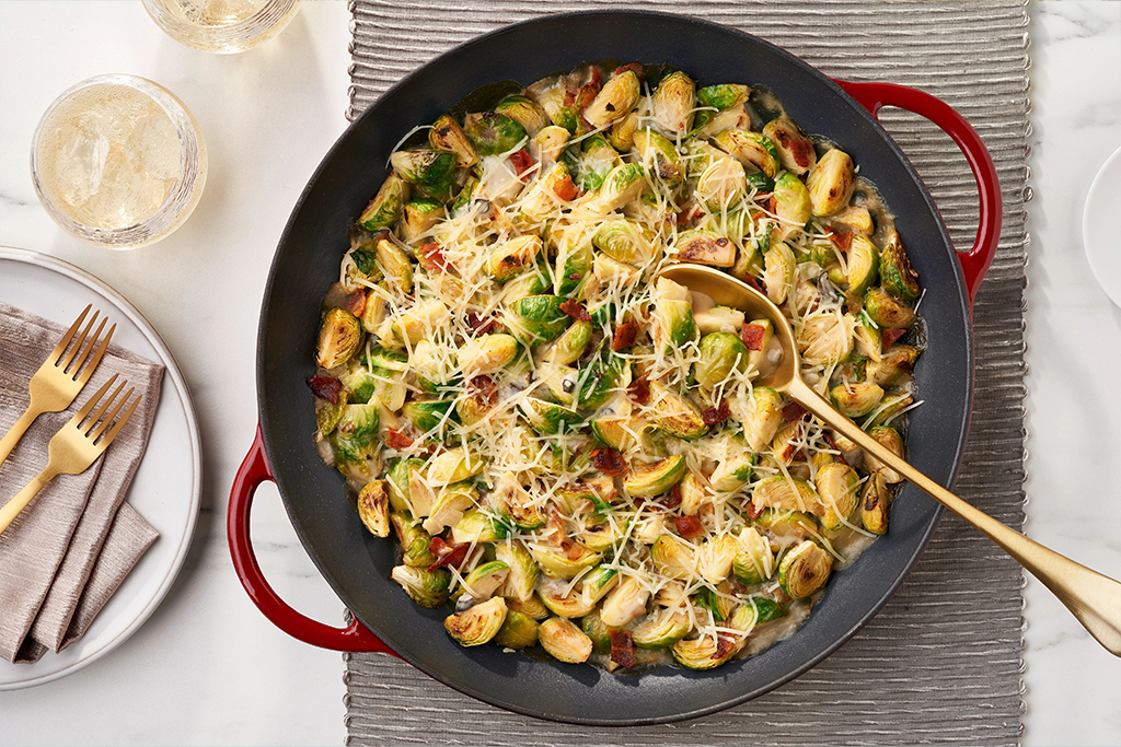 Creamy Brussels Sprouts with Bacon