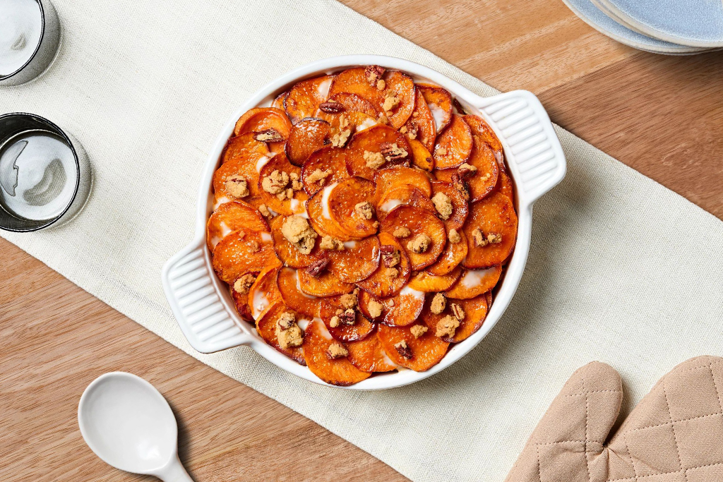 Casserole de patates douces garnie de streusel