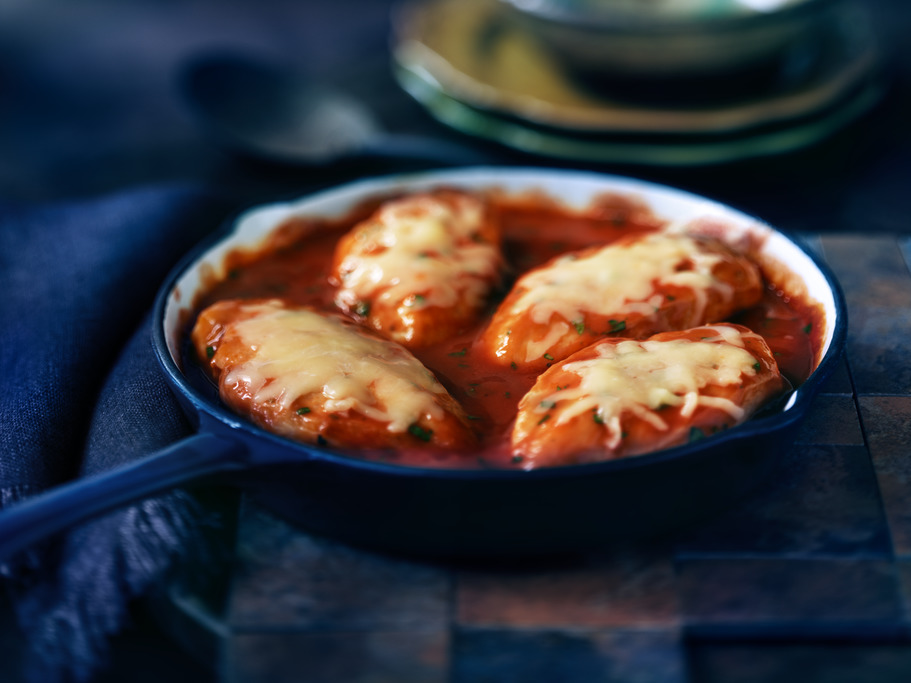 Poulet aux tomates et à la mozzarella en deux étapes