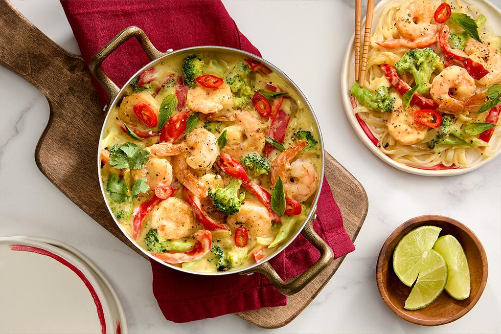 Crevettes au cari jaune thaïlandais