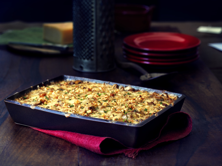 Gratin de pommes de terre et de champignons avec du Migneron de Charlevoix