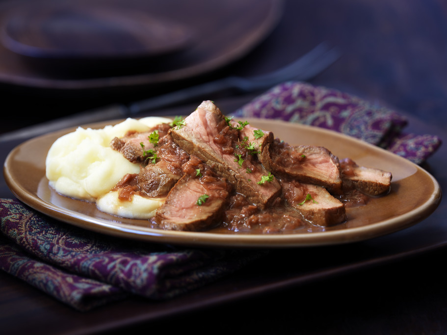 3 Step Seared Steak with Roasted Garlic Sauce