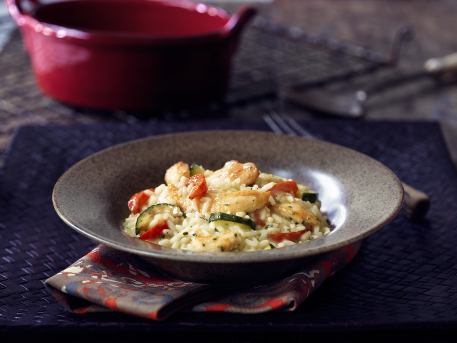 Risotto au poulet et pesto