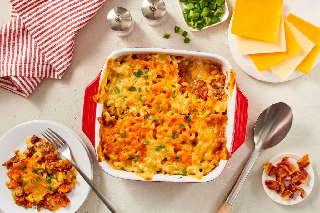 Macaroni fromagé au hamburger