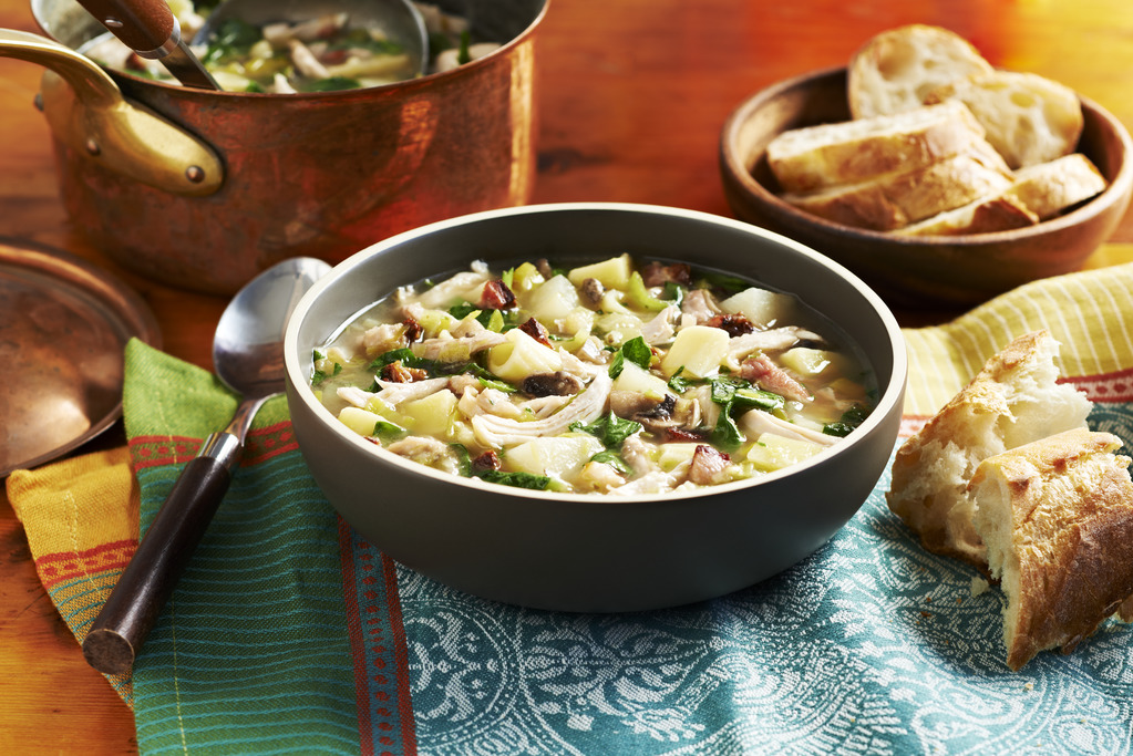 White Minestrone Soup with Roast Chicken
