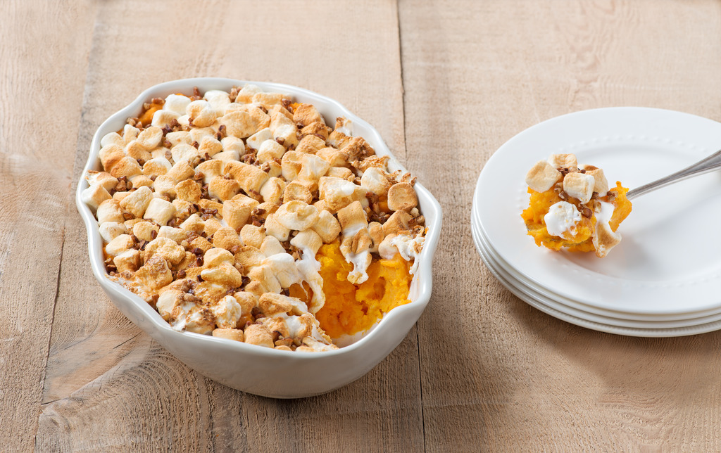 Casserole de patate douce avec garniture de guimauves