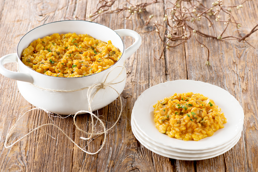 Risotto à la citrouille et à la sauge au four