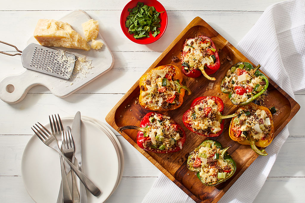 Poivrons farcis au quinoa et au bœuf