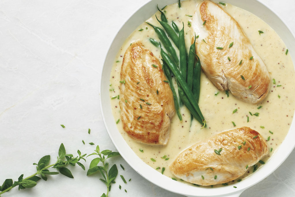 Poulet à la dijonnaise en deux étapes