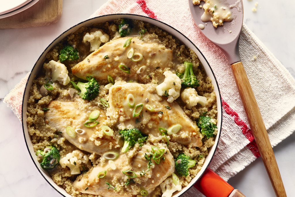 Poulet et quinoa facile à la poêle