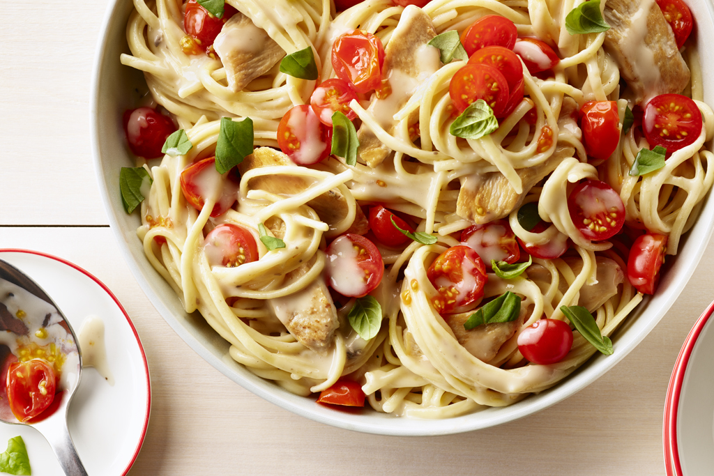 Linguines bruschetta et poulet faciles