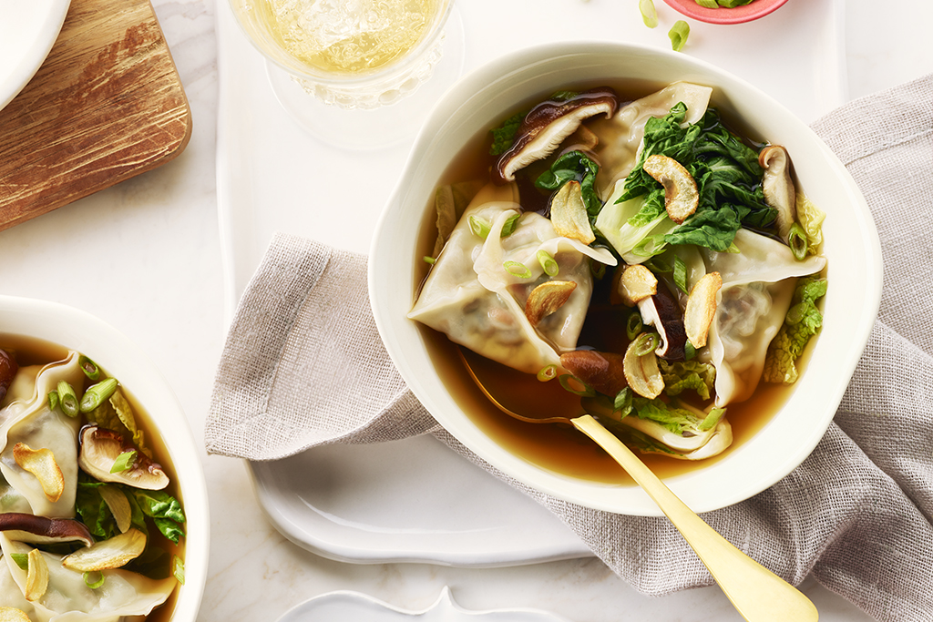 Soupe won ton aux champignons