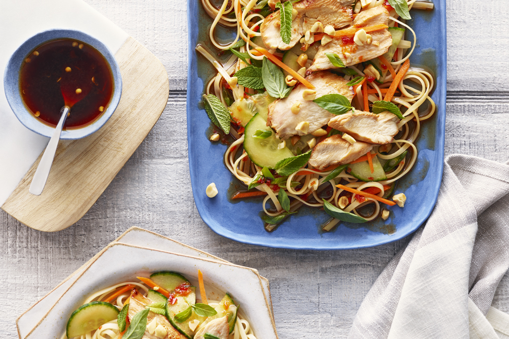 Thai Chicken and Basil Noodle Salad