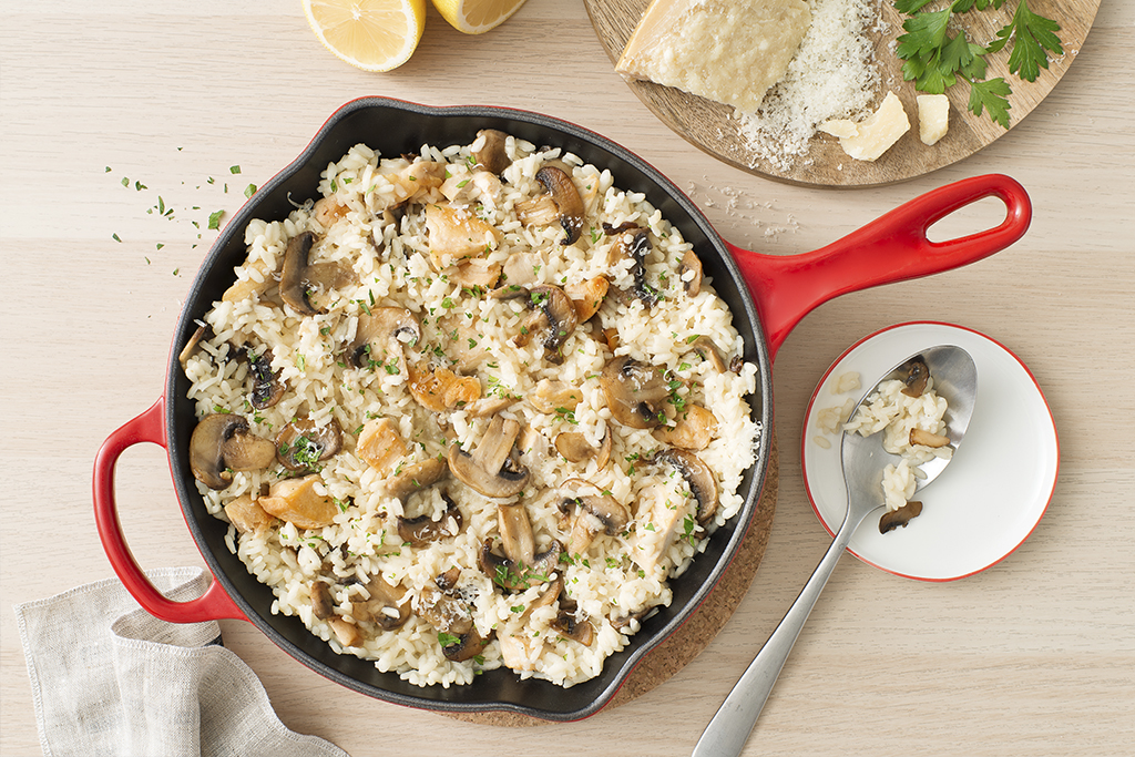 Risotto au poulet et aux champignons facile à préparer