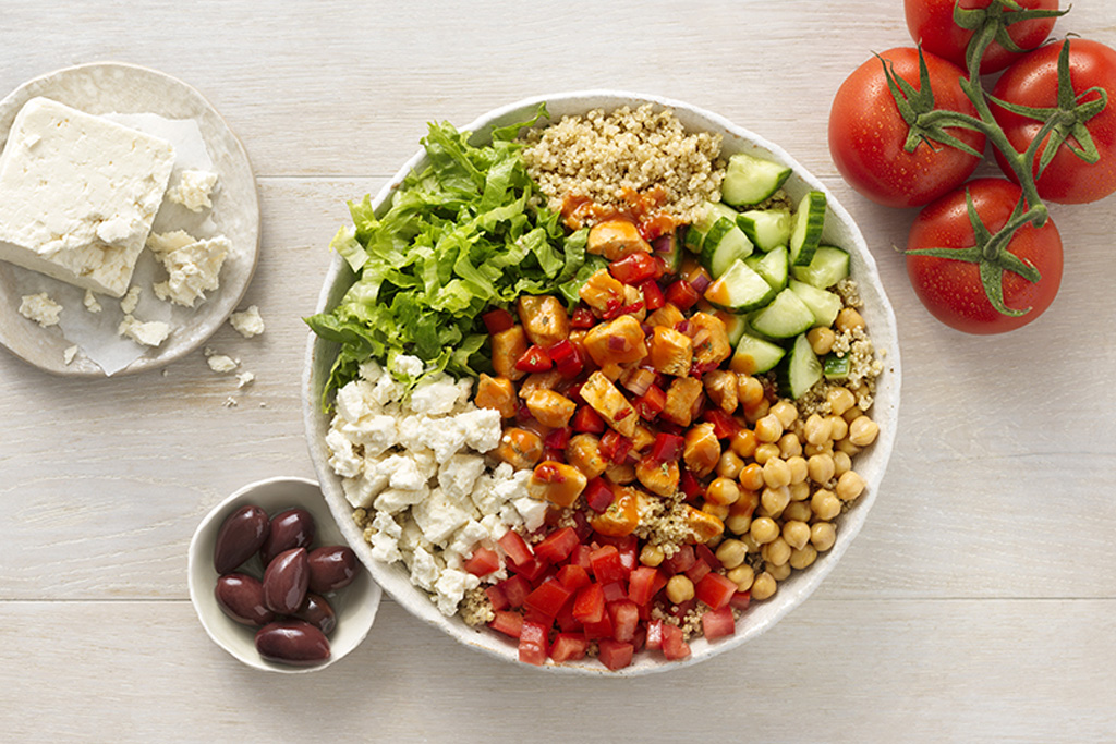 Roasted Red Pepper & Feta Quinoa Bowls