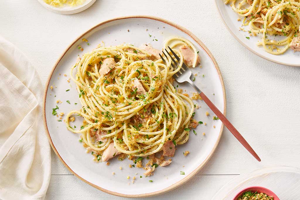 Spaghetti with Tuna, Lemon and Bread Crumbs