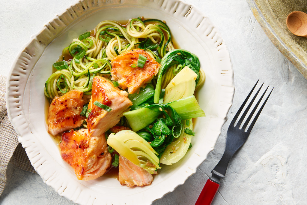 Teriyaki Salmon with Zucchini Noodles