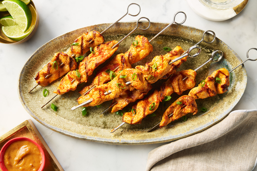 Chicken Satay Skewers with Dipping Sauce