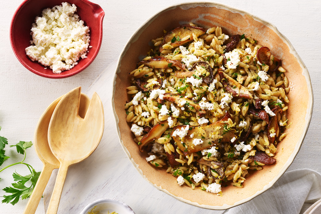 Lemony Mushroom and Orzo Salad