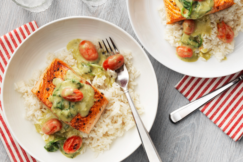 Salmon with Creamy Pesto Sauce