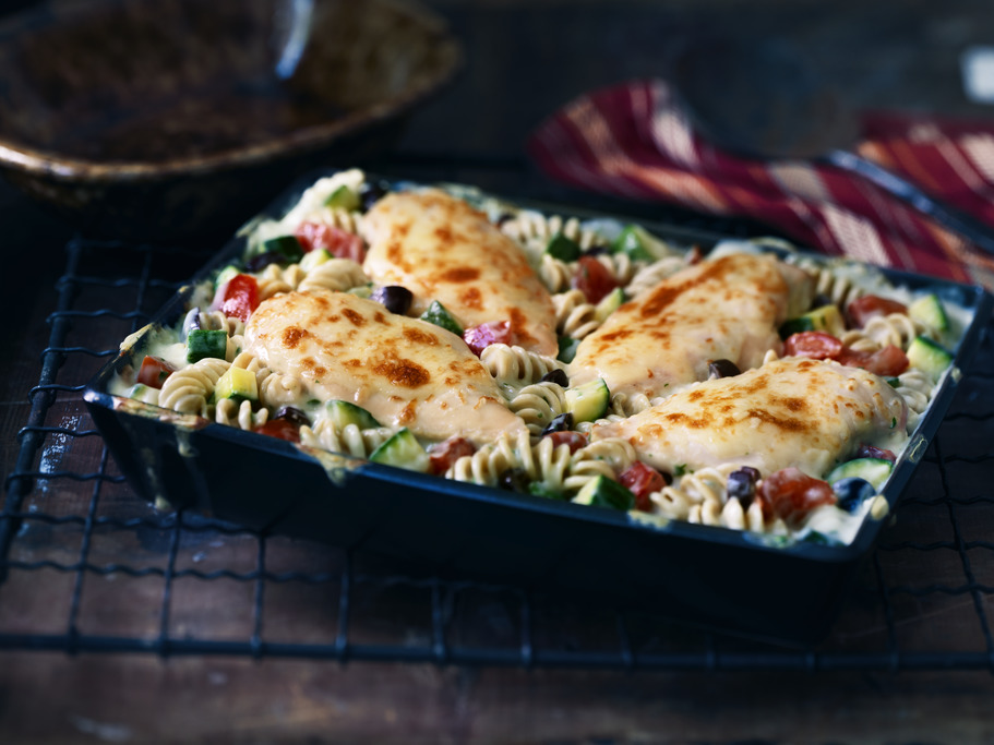 Mediterranean Chicken Rotini Bake