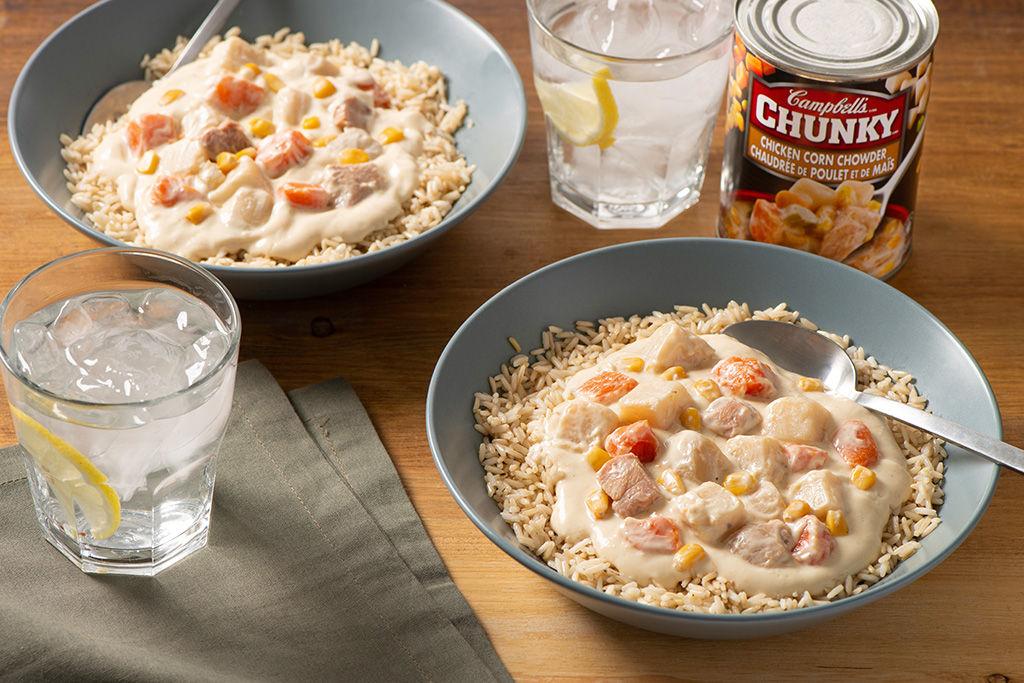 Chunky Chicken Corn Chowder with Brown Rice